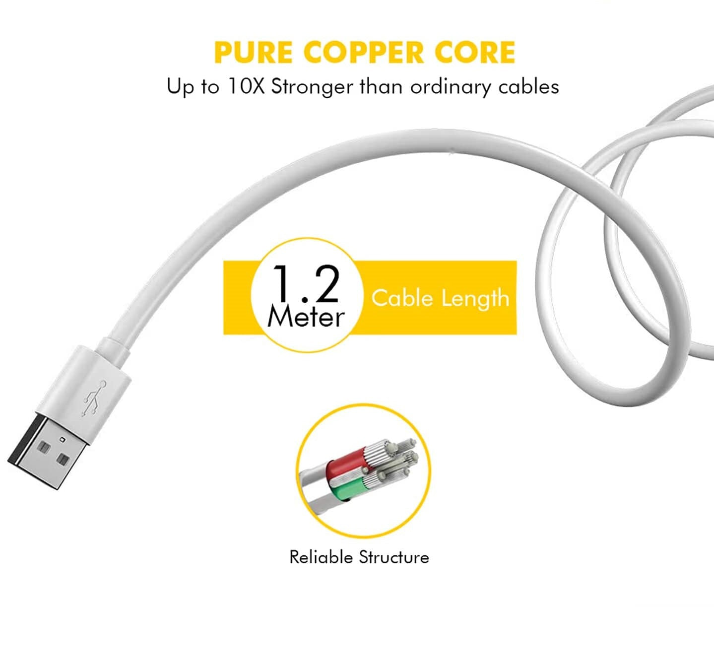 Redmi A1 Plus Support 10W Fast Charge MicroUsb Cable White
