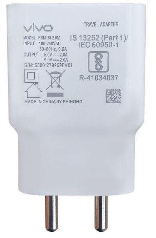 VIVO Y98 2Amp 9V Support Fast Charge Type C Mobile Charger With Cable (White)-chargingcable.in