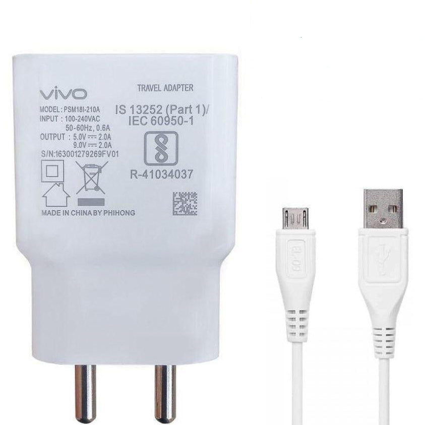 Vivo Y90 2 Amp Dual Engine Dual Engine Mobile Charger with Data Cable-chargingcable.in