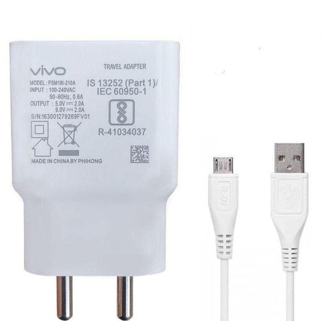 Vivo V9 Pro 2 Amp Dual Engine Mobile Charger with Data Cable-chargingcable.in