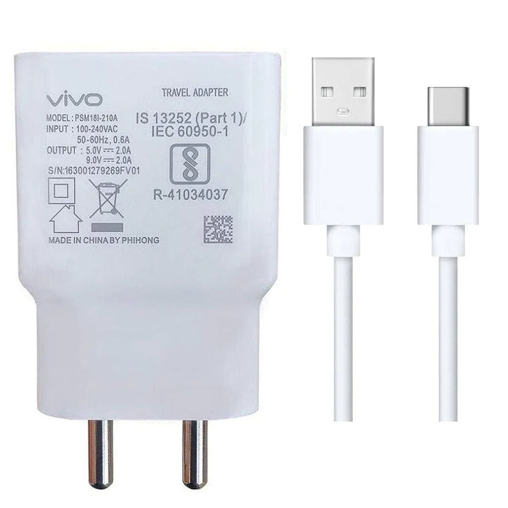 Vivo Y33s 5G  Dual Engine Charge 18W Fast Mobile Charger With Type-C Data Cable
