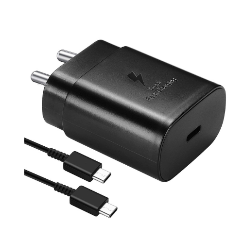 Samsung Galaxy M62 5G 25W Type C-Type-C Adaptive Fast Mobile Charger With Cable Black