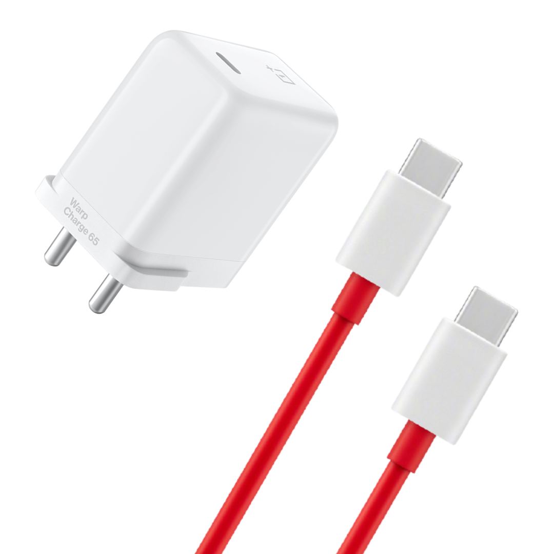 Oneplus 9RT Warp Charge 65W Mobile Charger With Type C to Type-C Cable Red