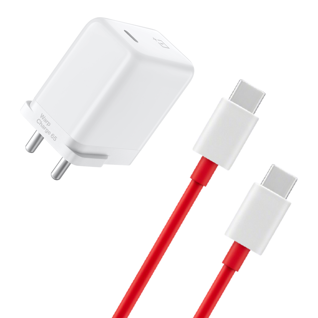 Oneplus 9 Warp Charge 65W Mobile Charger With Type C to Type-C Cable Red