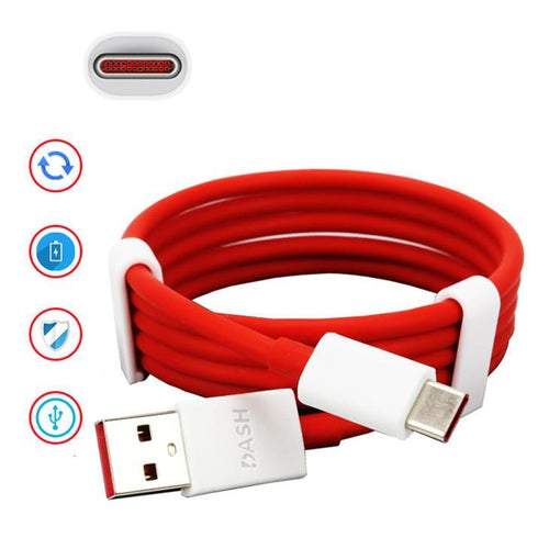 Oneplus 6T Dash Type C Cable Charging & Data Sync Cable-Red-100CM-chargingcable.in