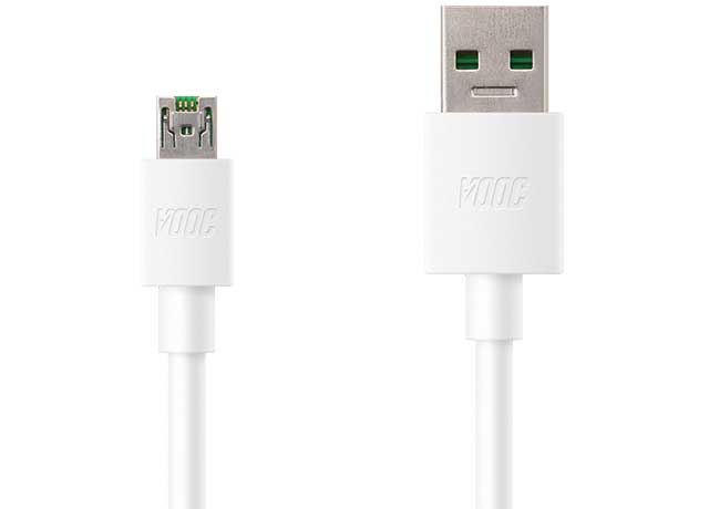 Oppo A7 VOOC Charge And Data Sync Cable White-chargingcable.in