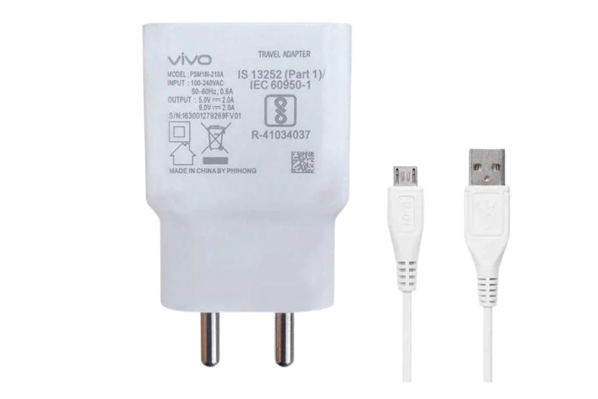 Vivo V9 2 Amp Dual Engine Mobile Charger with Data Cable
