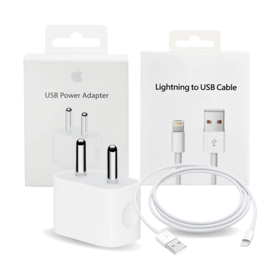 Apple iPhone 8 Plus Mobile Charger With Lightning To Usb Charge and Data Sync Lightning Cable 1M White