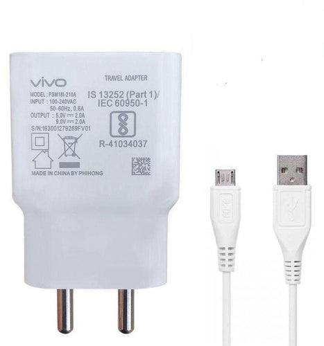 Vivo V9 Pro 2 Amp Dual Engine Mobile Charger with Data Cable-chargingcable.in