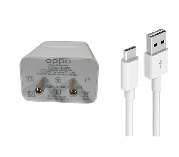 Oppo A54 18W Vooc Charge Charger With Type-C Data Cable