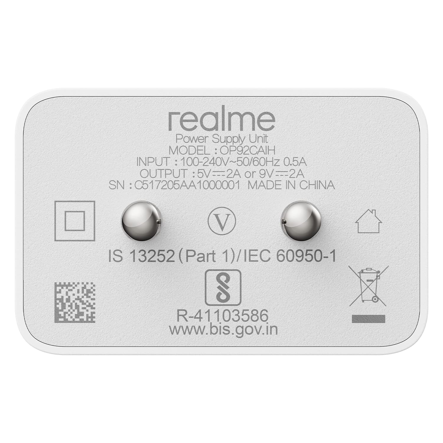 Realme C25 18W Fast Mobile Charger With Type-C Cable White