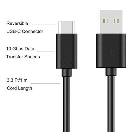 Xiaomi Redmi Mi Note 7S Type C Charge And Sync Cable-1.2 M-Black-chargingcable.in