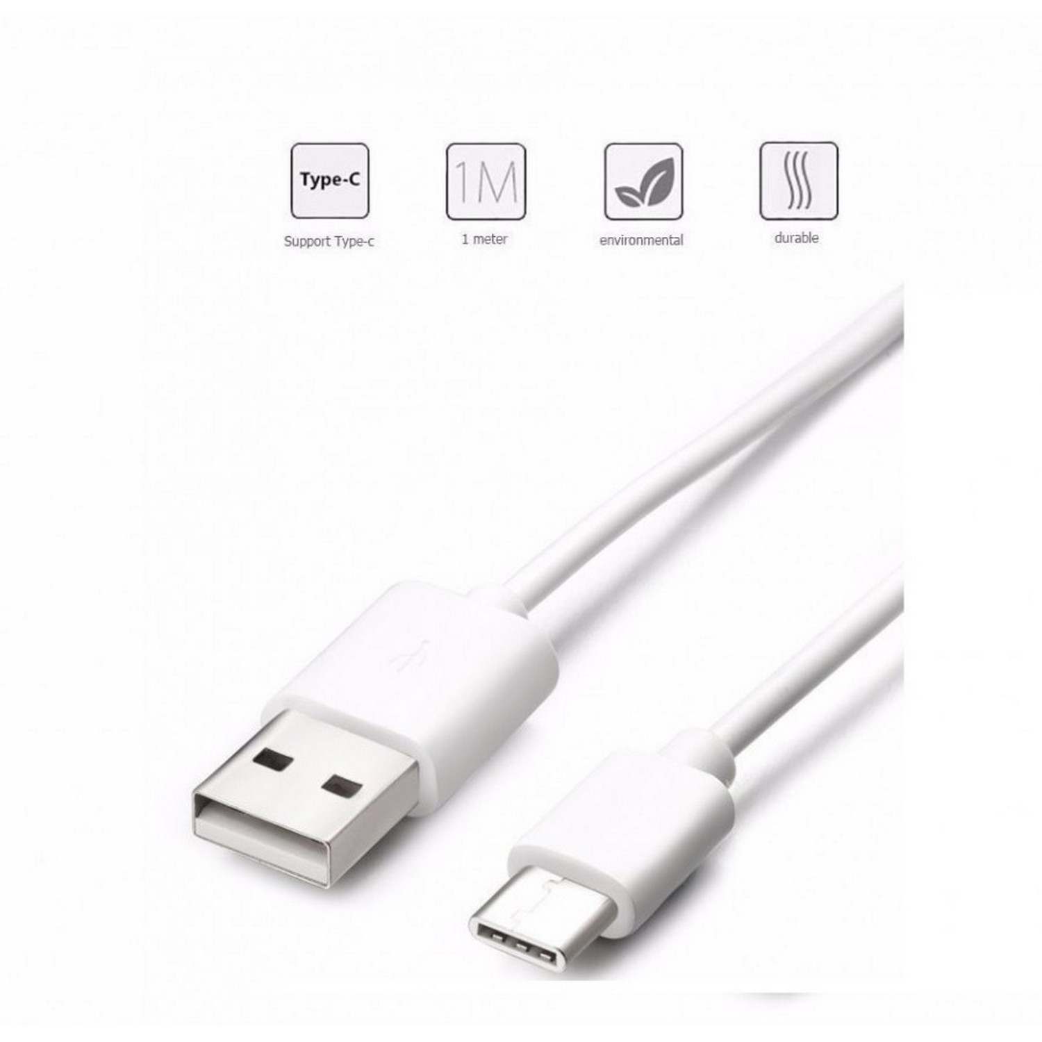 Vivo V17 Original Type C Cable And Data Sync Cord-White-chargingcable.in
