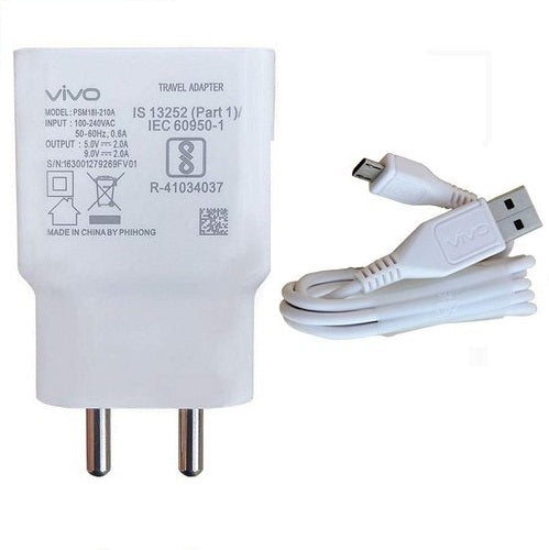 VIVO Y91 2Amp 9V Support Fast Charge Mobile Charger with Cable (White)