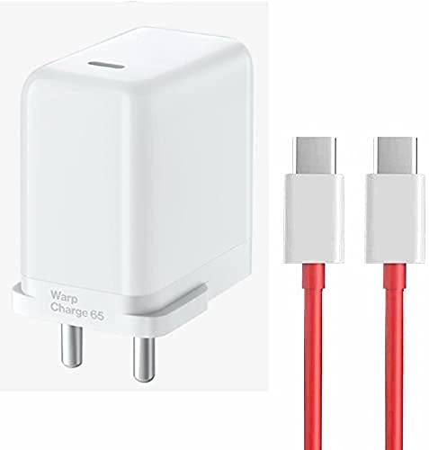 Oneplus 9 Pro Warp Charge 65W Mobile Charger With Type C to Type-C Cable Red